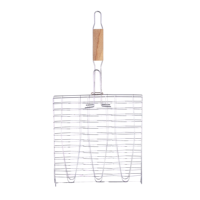 Panier à griller le poisson, panier de barbecue pliable et portable en acier inoxydable pour poisson, légumes, crevettes avec poignée amovible