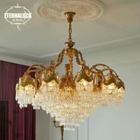 Lustre de luxe sur mesure avec garantie de 3 ans, large plage de tension, pour escalier d'hôtel, lampe suspendue en laiton