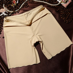 Short de sécurité femme taille haute pour l'été sans couture mince glace soie grande taille pantalon Anti-exposition motif solide tricoté tissage - Product Image 6