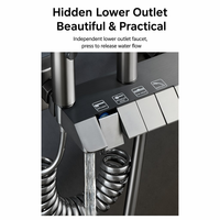 Grifo de Baño Moderno de Latón Macizo con Control de Tecla de Piano, 4 Funciones y Estante de Almacenamiento, Juego de Ducha