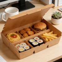 Conteneur alimentaire en papier kraft brun biodégradable pour la restauration rapide, vente en gros