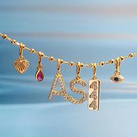 Pendentif DIY en Zircon Plaqué Or 18K, Motif Visage Souriant, Fer à Cheval et Lettres, Bijoux Tendance pour Femme, Accessoires et Breloques Cadeau