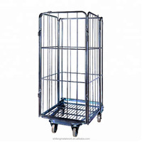Chariot industriel pliable en treillis métallique Q235 à 4 côtés fermés, capacité 500 kg, pour stockage en entrepôt