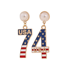 Pendientes de Aleación al por Mayor para el Día de la Independencia Americana, Pendientes con la Bandera de EE. UU. en <span class=keywords><strong>Rojo</strong></span>, Blanco y Azul, Diseño para el 4 de <span class=keywords><strong>Julio</strong></span>, Regalo Festivo - Product Image 2