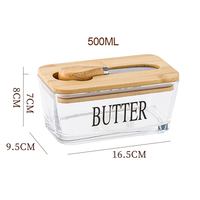Plat à fromage en verre transparent en bambou idéal, prêt à être expédié, avec couteau, couvercles en bambou écologiques, récipient à beurre