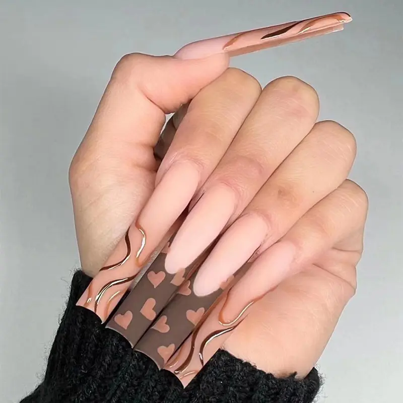 Ins New Fashion extra long press on nails Buy High Quality Acrylic Artificial Gel Art Nails ODM Hand-made fack nails Set