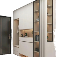 Set Perabot Lemari Sepatu Kayu Modern untuk Pintu Masuk, Bangku Sepatu Penyimpanan Multi Lapis untuk Apartemen Kecil, Perabot Rumah