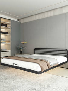 Cama Flotante con Estructura de Hierro Estilo Italiano Minimalista Sin Cabecera, Moderna y Sencilla, Desplegable, para Dormitorio Principal - Product Image 3