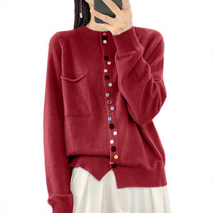 New Style Color Button Design Crew Neck Knitwear <b>Women</b> Fashion Loose Pullover Sweater <b>Warm</b> Cardigan Inner Wear <b>Top</b> - Product Image 6