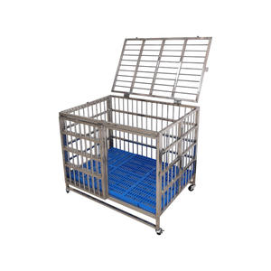 Çok Katmanlı Paslanmaz Çelik Basit Sağlam Köpek Kafesi Tekerlekleri Katlanabilir İstiflenebilir Köpek Kulübesi Çıkarılabilir Tepsi İç Mekan Dış Mekan Hepsi - Product Image 1