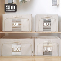 SHIMOYAMA Sac de rangement pliable grand format pour couettes, couvertures et édredons, avec fenêtre transparente et poignées robustes, pour optimiser l'espace de placard