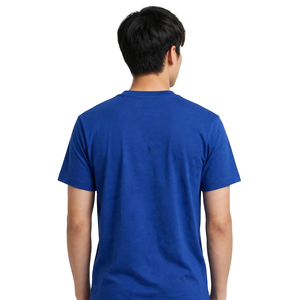เสื้อยืดแขนสั้นสีน้ำเงินสำหรับผู้ชายพิมพ์ลายการ์ตูนสไตล์สตรีทคอกลมทรงปกติผ้าฝ้ายสำหรับผู้ชาย - Product Image 3