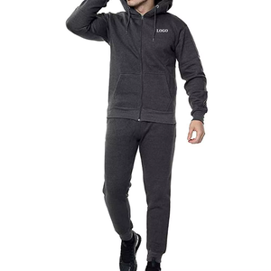 Survêtement gris foncé à capuche pour homme, sweat-shirt à fermeture éclair intégrale avec poches latérales et pantalon assorti, tenue décontractée pour l'automne - Product Image 4