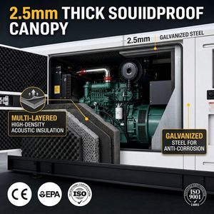 Groupe électrogène insonorisé ultra-silencieux 30 kVA 50 kVA pour usage domestique, alimentation de secours à faible niveau sonore avec capot - Product Image 6