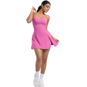 P864 Vestido de entrenamiento de tenis para mujer con logotipo personalizado con pantalones cortos y sujetador Falda de yoga atlética de golf para ropa de tenis - Product Image 2