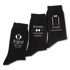 Customized Wedding <b>Socks</b> for Groomsmen, Personalized Best Man <b>Socks</b> with Name Date, Wedding Souvenirs, Party Favors - Product Image 1