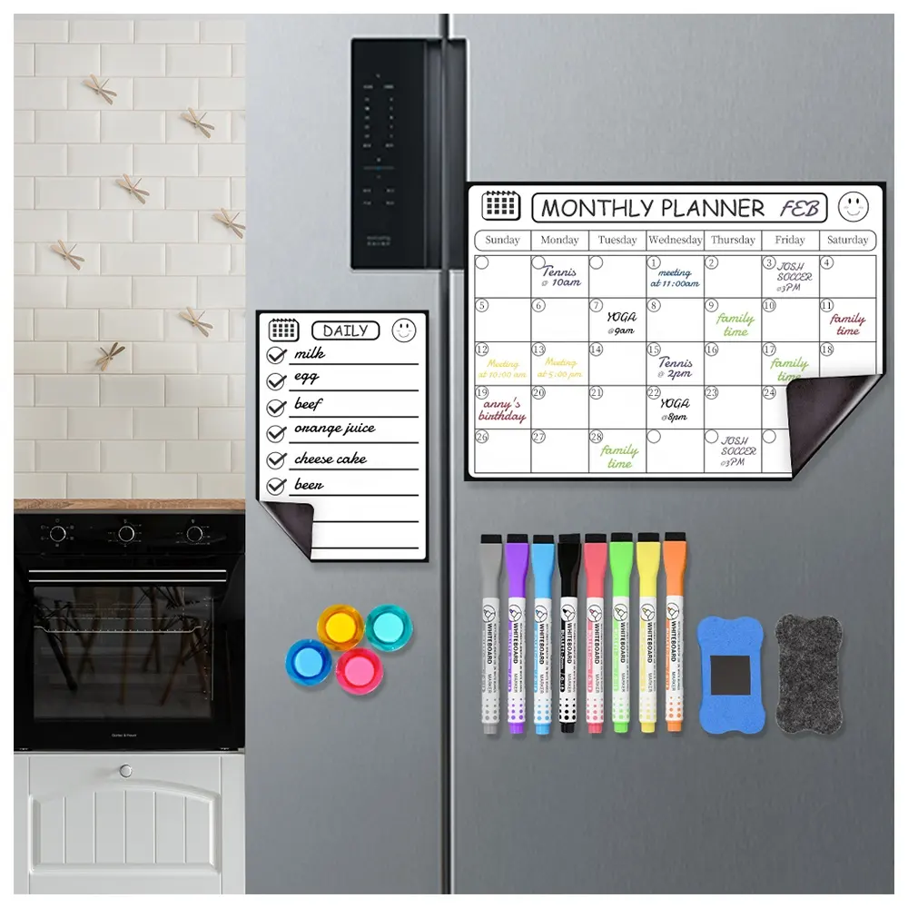 Hot Selling Custom ized Großhandel Täglich Monatlich Magnetic Dry Erase Board Wochen planer Kühlschrank Magnet Kalender