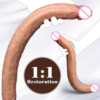 Double gode en silicone souple et réaliste, long, épais, avec veines, pour usage vaginal et anal, jouet sexuel pour lesbiennes et gays