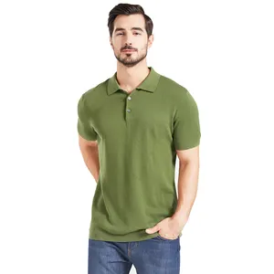 2024 Custom Short Sleeve T-shirt Summer Sweater Waffle Knit Polo Tshirts 100% Cotton Men's Polo Shirt