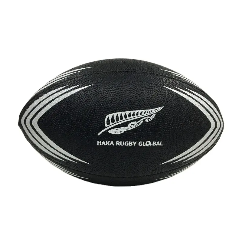 Özelleştirilmiş tasarım promosyon PU Rugby topu boyutu 5 makine dikişli Rugby