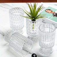 Grand vase en verre en relief de style européen vintage fleurs fraîches plantes vertes Arrangement hydroponique pour la décoration de salon