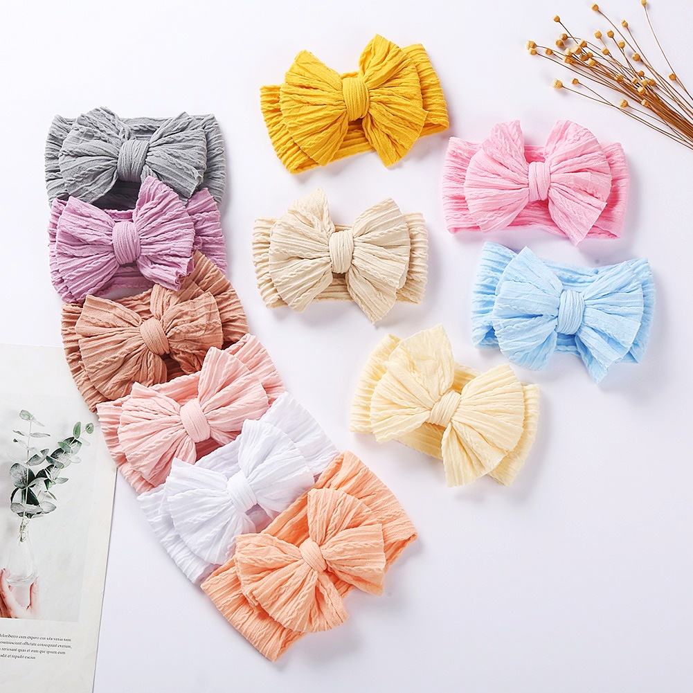 Xiximi Summer Newborn Handmade Hair Accessories Baby Headbands Nylon Hairbands with Double Big Bow