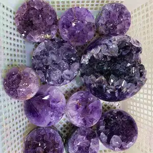 Hochwertige Kristall heils tein kristalle Kugel natürliche Volks handwerk Amethyst Geode Ball