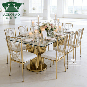 Gold Stainless Steel Eco-Friendly Wedding Dinner <b>Table</b> for Events - Product Image 4