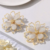 Pendientes de Estilo Europeo Americano con Forma de Flor Esmaltada Vibrante, Hechos a Mano, Delicados, para Mujer