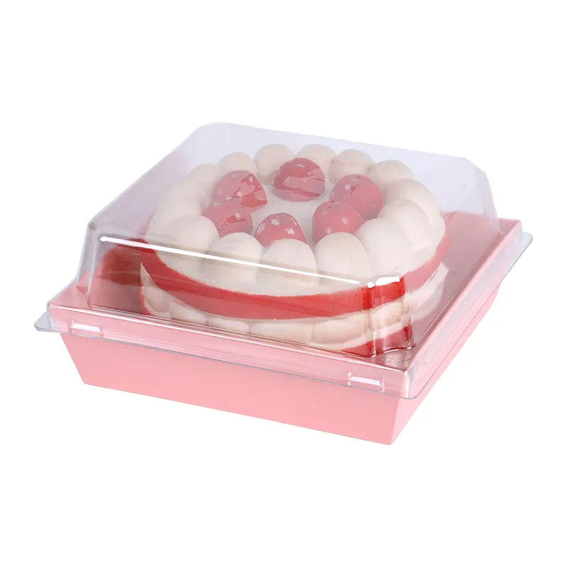 Бумажные колбасные коробки с прозрачными защищенными крышками, 5 дюймов Розовые Квадратные одноразовые пищевые контейнеры хлебобулочные коробки для сэндвичей, ломтики