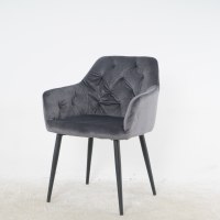Chaises de salle à manger Chaise de cuisine en velours touffeté moderne de luxe Chaises de salle à manger avec pieds en métal noir pour salle à manger