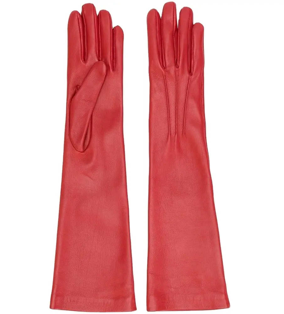 2022 New Fashion Colorful Opera Party Elbow Length Long Leather Gloves 50cm Winter Sheepskin Women Sexy Leather Gloves