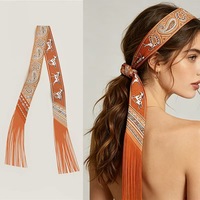 Nouvel Arrivage : Foulard Personnalisé en Polyester Sergé avec Bordure en Soie, Foulard de Sac Style Écharpe, Ruban Long à Pompons, Foulard en Soie Imprimé, Foulard pour Cheveux