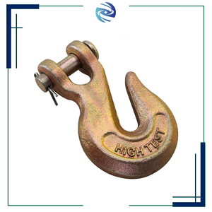 Lớp 70 <span class=keywords><strong>clevis</strong></span> trượt móc với chốt an toàn giả mạo thép hợp kim màu vàng kẽm mạ Chuỗi móc cho Trailer xe tải hàng hóa Tie xuống - Product Image 1