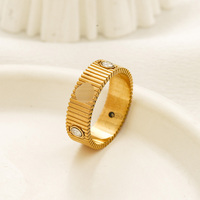 Europäisch-Amerikanischer Luxus-Designer-Modeschmuck Wasserdichter Nicht Anlaufender 18K Vergoldeter Kristallperlen Edelstahlring Damenschmuck