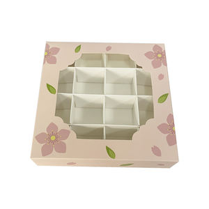 Caja <span class=keywords><strong>de</strong></span> papel <span class=keywords><strong>de</strong></span> diseño Sakura, bonito, Rosa, con 16 compartimentos y ventana, venta al por mayor - Product Image 1