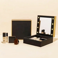 Boîte d'emballage de cosmétiques de soin de la peau de luxe personnalisée ensemble de cosmétiques emballage en papier carton boîte d'organisation de maquillage avec miroir lumineux à led