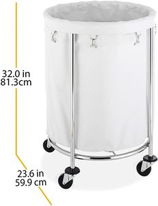 Lớp Lót Có Thể Tháo Rời Và Bánh Xe Hạng Nặng-Chrome Giặt <span class=keywords><strong>Hamper</strong></span> Bạc Và Trắng - Product Image 2