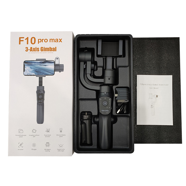F10 Pro Max Auto AI Tracking Module Smooth 3 Axis Handheld Gimbal Stabilizer for iPhone Smart Phone