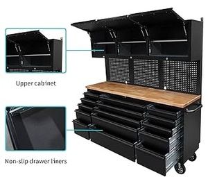 Armoire à outils en acier mobile multifonctionnelle avec plan de travail en bois, chariot à outils en métal à 15 tiroirs, 72 pouces, 1830*460*1800MM, pour <span class=keywords><strong>garage</strong></span> - Product Image 3