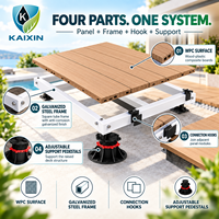 Vente en gros de terrasses modulaires en WPC avec structure en acier galvanisé 1m x 1m, pieds réglables, pour construction de complexes hôteliers en bord de piscine, assemblage rapide