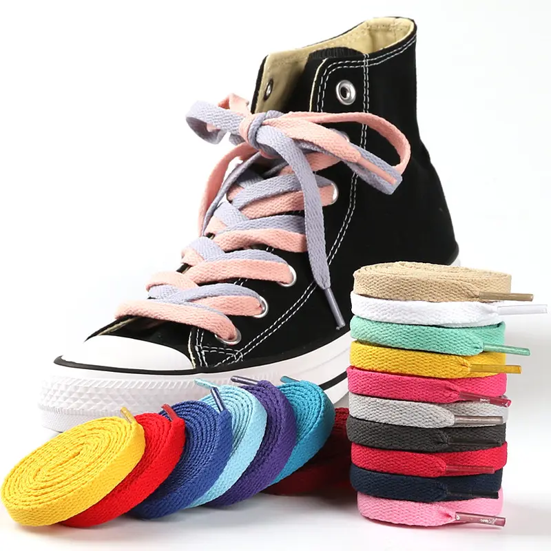 High quality 57 color custom 8mm wide 50-200cm long high quality AJ Flat Braided polyester LACES sneakers