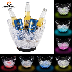Source Factory Custom Logo Nightclub Restaurant Bar Acrylic <strong>Plastic</strong> <strong>Mini</strong> Boat Shape Printed Led Ice Bucket for VIP Service - Product Image 2
