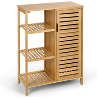 Étagères multifonctions à 3 niveaux en bambou, armoire de rangement avec porte, lavabo pour salle de bains, salon chambre à coucher, cuisine