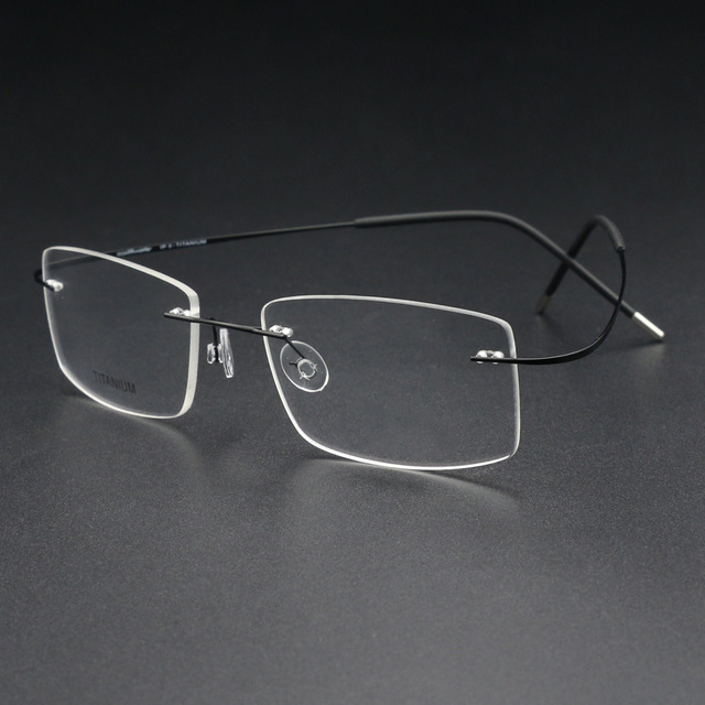 Wholesale Rimless Spectacle Eyewear Fashion Business Square  Handmade Pure Titanium Frameless Glasses Wholesale