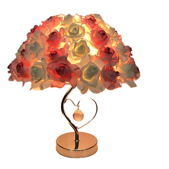 LED Night Light Bedside Desk Light for Home Wedding Party Decor European Table Lamp Rose Flower Lamp