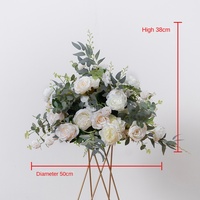 Colonnes en cristal de haute qualité modernes, support de fleurs en soie, décorations de table, centres de table pour décoration de mariage, largeur 50 cm