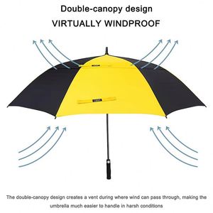 Automatic Open Extra <b>Large</b> Oversize Double Vented Canopy Waterproof Windproof Stick Golf <b>Umbrella</b> - Product Image 3