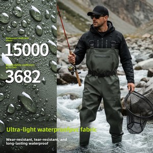 Pantalon et <span class=keywords><strong>combinaison</strong></span> de pêche en PVC imperméable et coupe-vent pour hommes, idéal pour l'observation des marées - Product Image 3