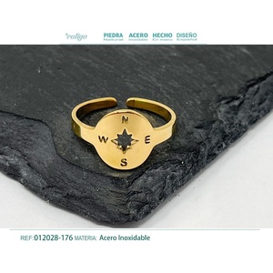 Anello in acciaio placcato oro-gioielli e accessori eleganti - Product Image 1